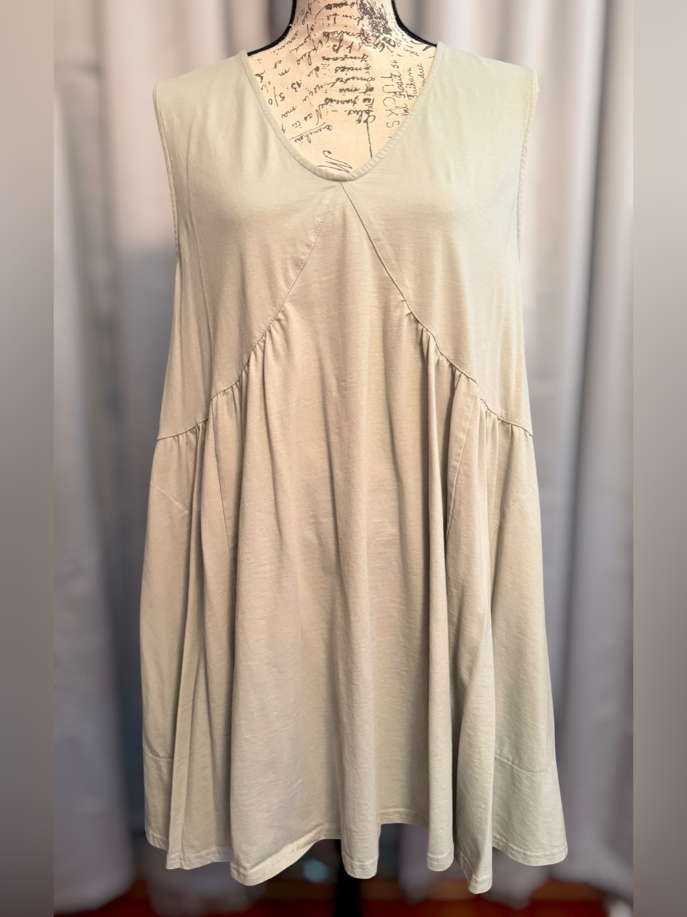 GreyGreen V-Neck Sleeveless Babydoll Flowy Mini Sundress